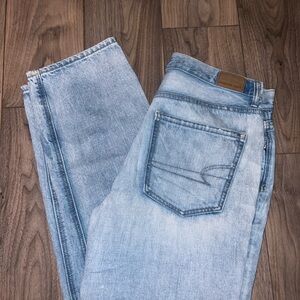 American Eagle Light Wash Distressed Blue Jeans 90s Boyfriend Regular Fit